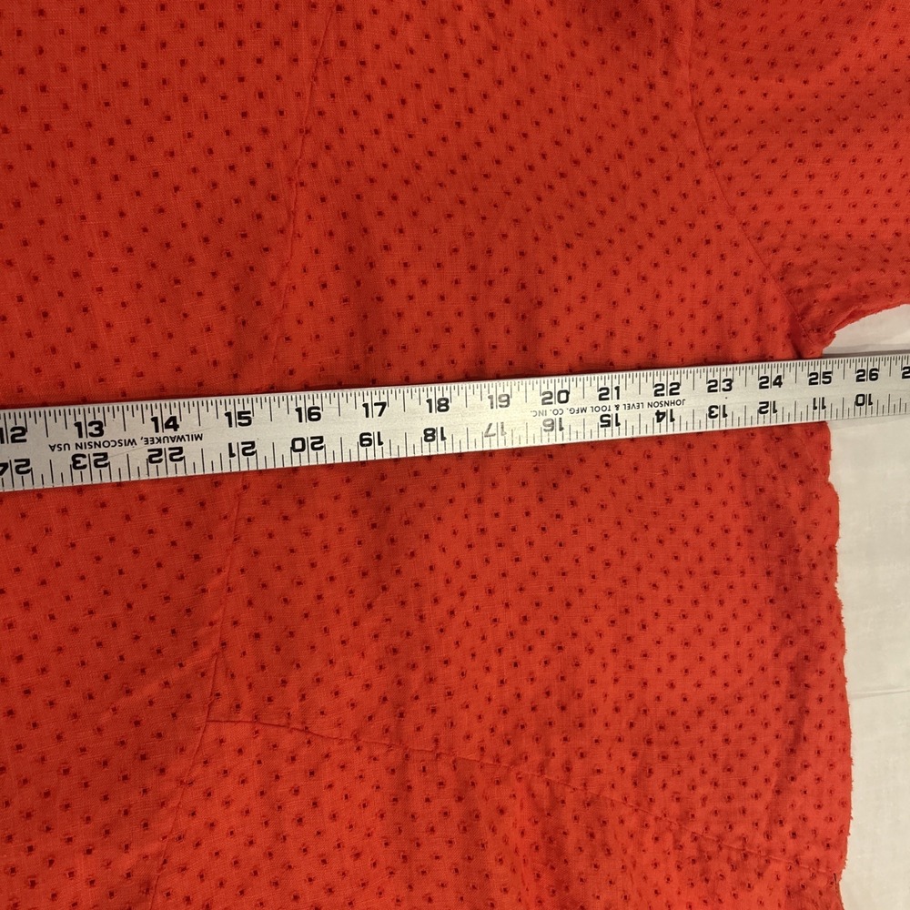 Cynthia Ashby 2X Red Linen Tunic Top Eyelet Oversized Lagenlook Scandi Girl - Picture 7 of 8
